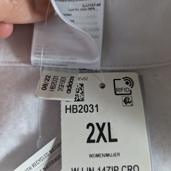 Adidas Sweater Womens White Crop Top Pullover Fleece Sweatshirt Sz.2XL - Picture 15 of 16